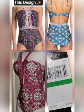 Laundry By Shelli Segal Black Floral Cutout Swimsuit